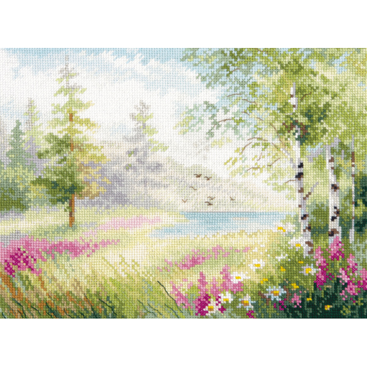 Набор для вышивания крестом "Голубое озеро. Тишина" S3-34