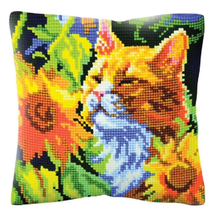 Kissen-Set "Katze in Sonnenblumen" 40 x 40 cm CDA5502