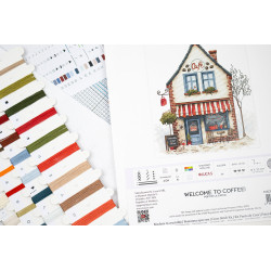 Kryželių siuvinėjimo rinkinys "Sveiki atvykę į kavą!" 18 x 20 cm SB1427