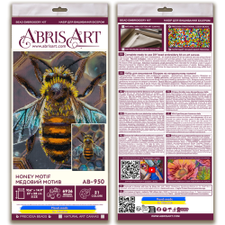 Pagrindinis karoliukų siuvinėjimo rinkinys „Medaus motyvas“ 27x38 cm AAB-950