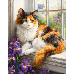Diamond painting with subframe "Cat on the window" 40x50 cm DP420