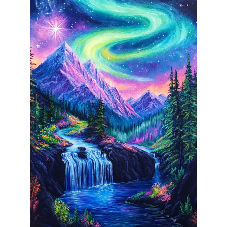 Deimantinio dažymo rinkinys su porėmiu "Šiaurės pašvaistė" 30x40 cm VA864