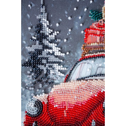 Mittelgroßer Perlenstickerei-Set "Weihnachtszustellung" 20x20 cm AAMB-125