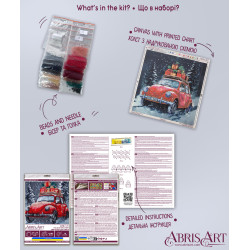 Mittelgroßer Perlenstickerei-Set "Weihnachtszustellung" 20x20 cm AAMB-125