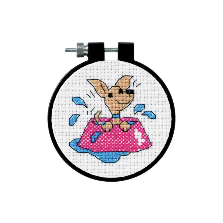 Cross stitch kit with hoop "Perky Puppy" D73039