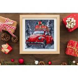 Mittelgroßer Perlenstickerei-Set "Weihnachtszustellung" 20x20 cm AAMB-125