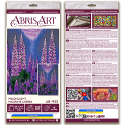 Pagrindinis rinkinys siuvinėjimui karoliukais „Moonlight“ 24x37 cm AAB-952