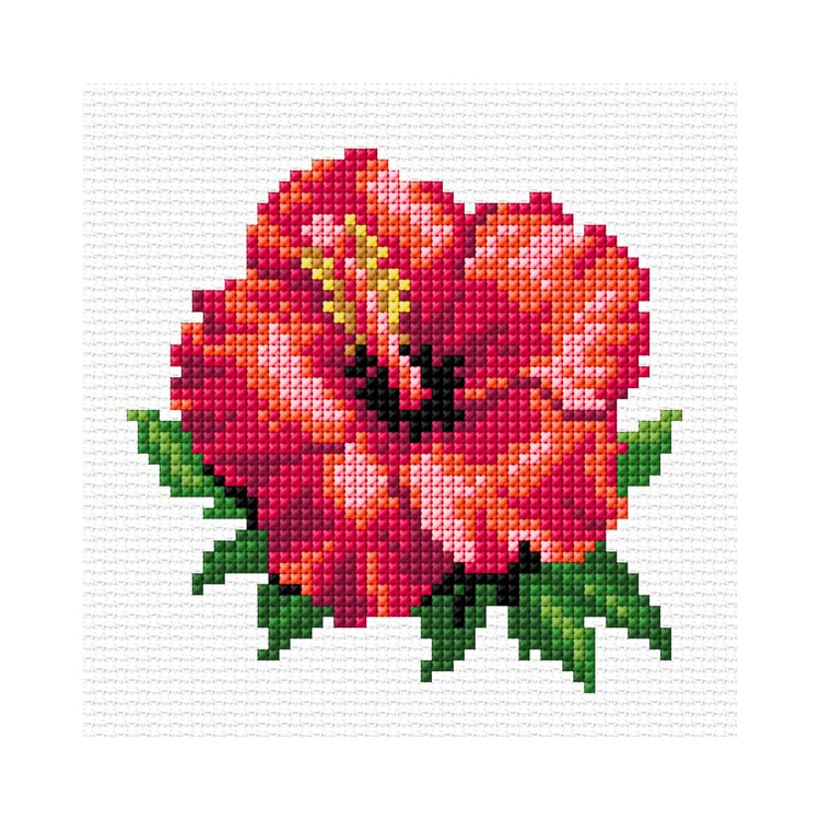 Kreuzstich-Set "Hibiscus" 11x11 cm SA75001