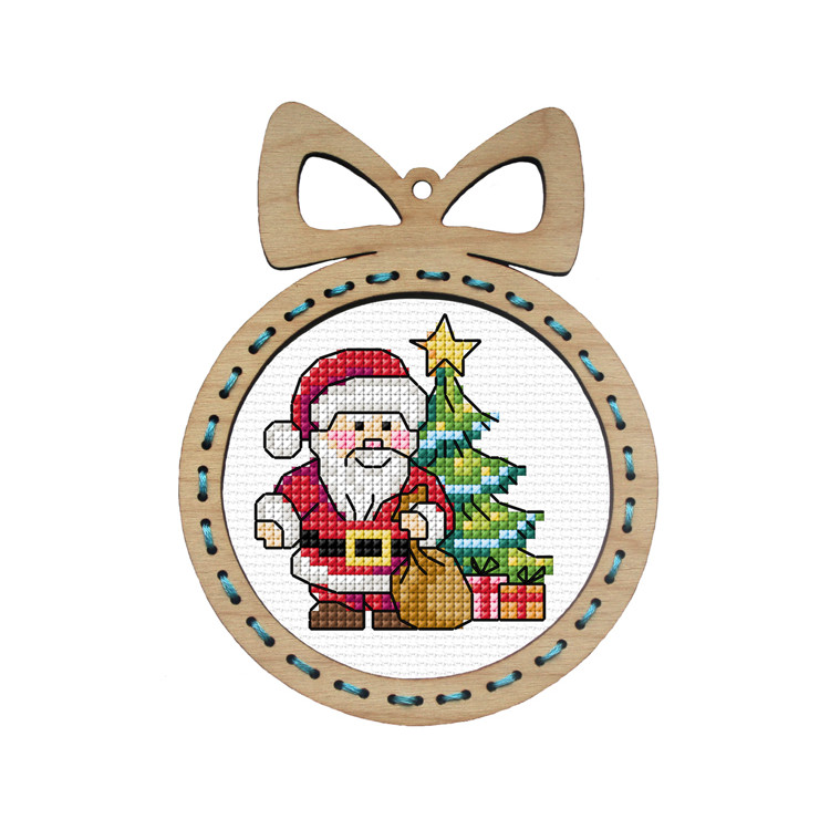 Suskaičiuotas kryželių siuvinėjimo rinkinys su faneros rėmeliu. Kalėdų Senelis 10x13 cm SA6672