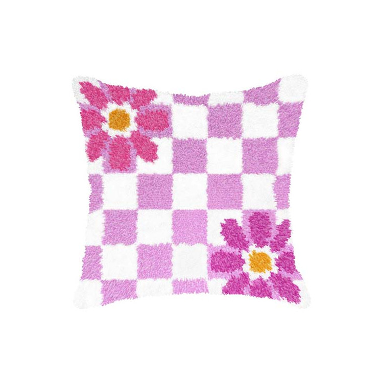 Набор для наволочки в технике ковровой вышивки "Цветы на шахматной доске" 40x40 см SA4260