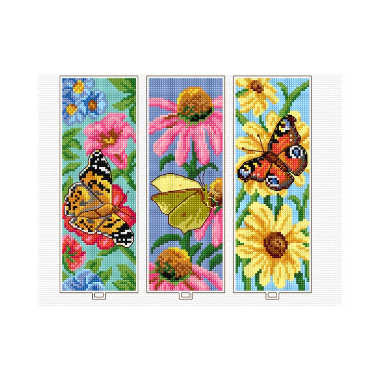 Skaičiuojamas kryželiu siuvinėjimo rinkinys ant plastikinio kanvos. Žymekliai. "Butterflise" rinkinys iš 3 SA8717