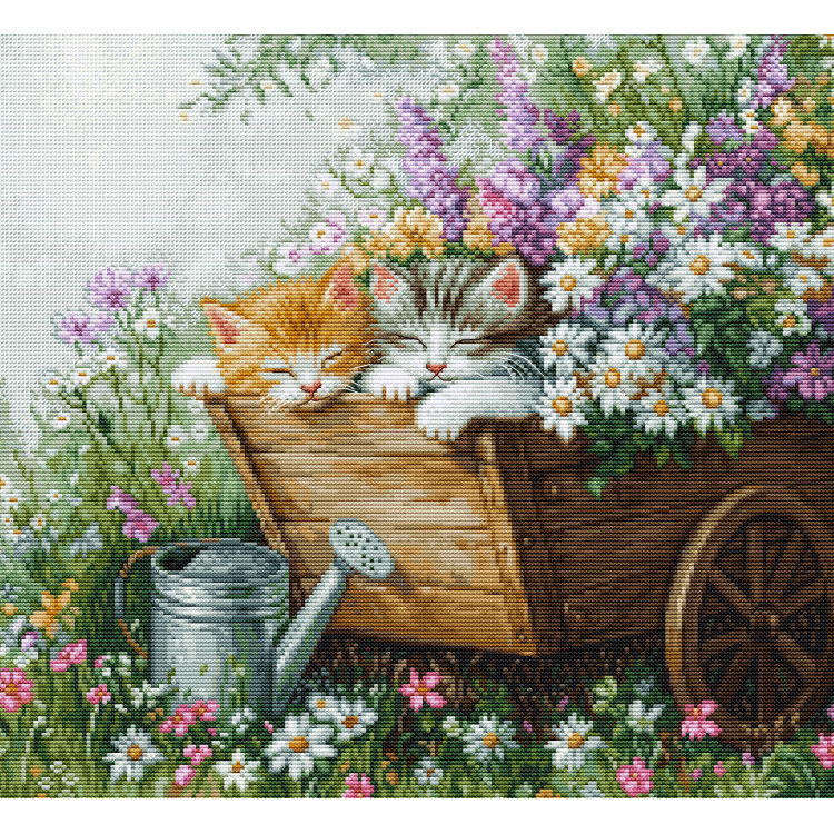 Kryželių siuvinėjimo rinkinys. "Miegančio kačiuko" 33x30 cm SBU5093