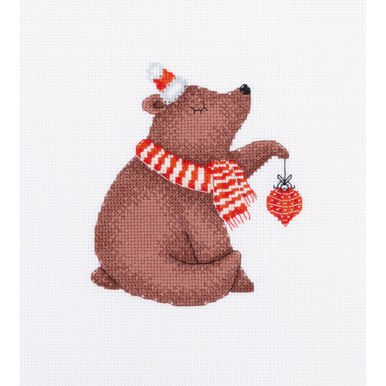 Cross stitch kit KLART "New Year's bear" 15 x 13.5 cm KL8-585