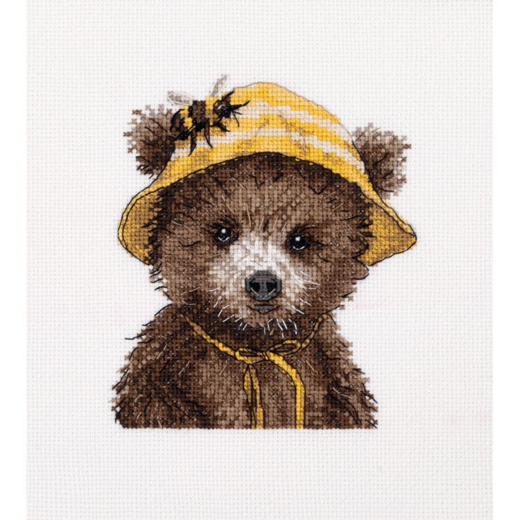 Cross stitch kit "Bear the beekeeper" 14.5 x 14.5 cm KL8-584
