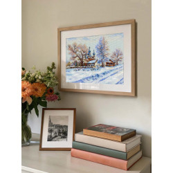 Kryželių siuvinėjimo rinkinys "Kaimo šventykla" 22x27 cm SNV-914