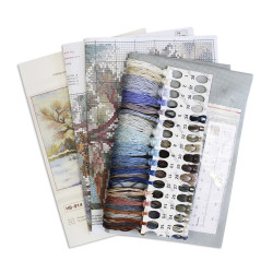 Kryželių siuvinėjimo rinkinys "Kaimo šventykla" 22x27 cm SNV-914