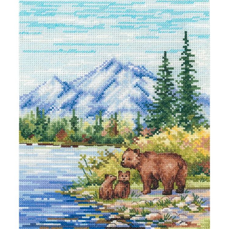 Набор для вышивания крестом «У горной реки» 20x16 см SNV-934