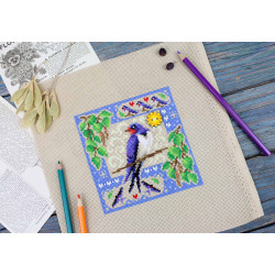 Набор для вышивания крестиком "Миниатюрный набор. Летняя композиция" 13x13 см SNV-972