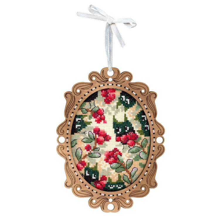 Вышивка крестом на деревянной основе "Миниатюра. Брусничный лес" 14x10см SO-129