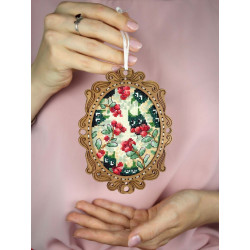 Вышивка крестом на деревянной основе "Миниатюра. Брусничный лес" 14x10см SO-129