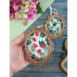 Вышивка крестом на деревянной основе "Миниатюра. Брусничный лес" 14x10см SO-129