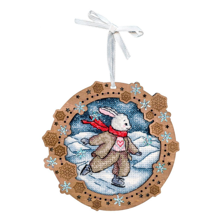 Вышивка крестом на деревянной основе "Миниатюра. На речном льду" 11x12 см SO-134