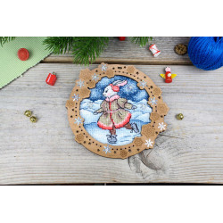 Вышивка крестом на деревянной основе "Миниатюра. На замерзшей реке" 11x12 см SO-135