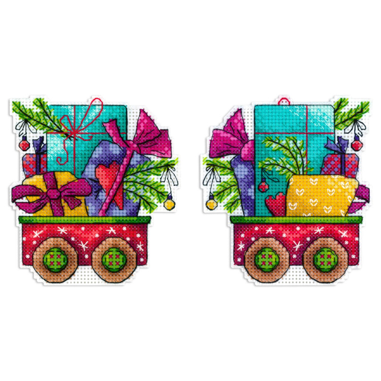Kreuzstich-Set „Wagen voller Freude“ 10x9 cm SR-1135