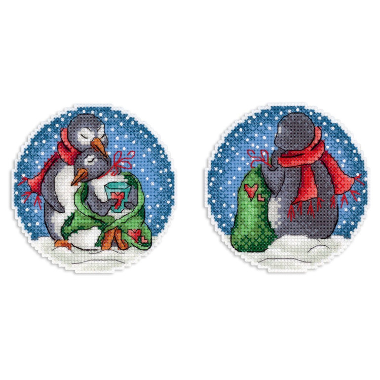 Набор для вышивания крестом "Романтические пингвины" 9x9 см SR-1157