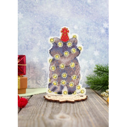 Набор для вышивания крестиком «Новогодний енот» 12x7 см SR-1175