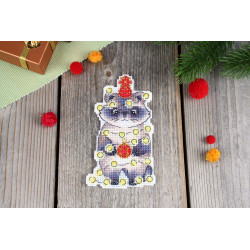 Набор для вышивания крестиком «Новогодний енот» 12x7 см SR-1175