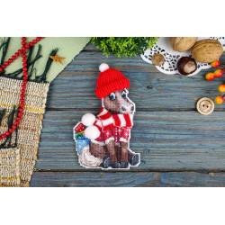 Набор для вышивания крестиком "Лошадь в шапке" 13x9 см SR-1327