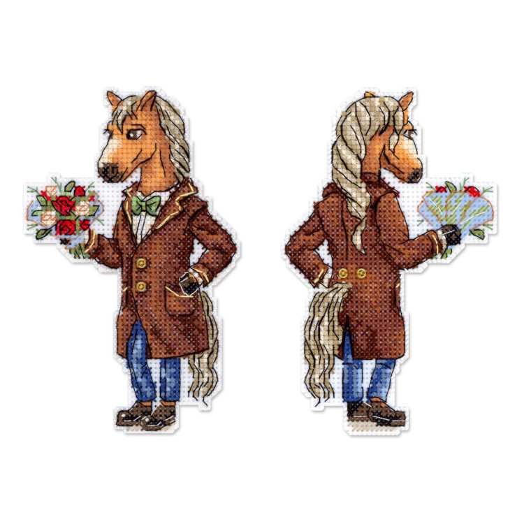 Kreuzstich-Set "Pferd im Mantel" 13x8 cm SR-1328