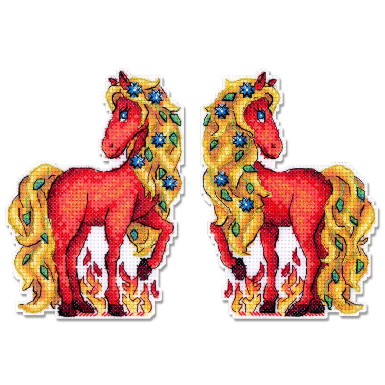 Cross stitch kit "Fire Horse" 13x9 cm SR-1330