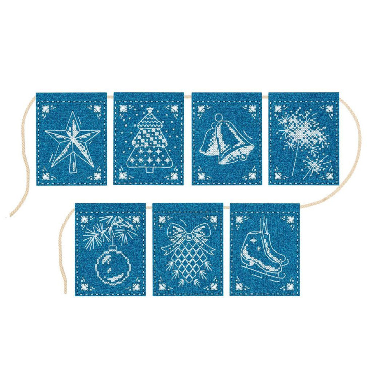 Cross stitch kit "Garland "Lace Miracle" (7 flags)" 11x8 cm ST-1001