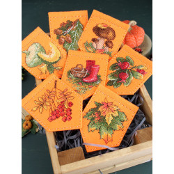 Kreuzstich-Set "Herbstgirlande orange (7 Flaggen)" 10x7 cm ST-1002