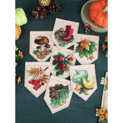 Kreuzstich-Set "Herbstgirlande beige (7 Flaggen)" 10x7 cm ST-1096