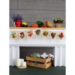 Kreuzstich-Set "Herbstgirlande beige (7 Flaggen)" 10x7 cm ST-1096