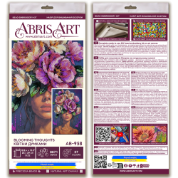 Pagrindinis karoliukų siuvinėjimo rinkinys "Žydinčios mintys" 26x39 cm AAB-958