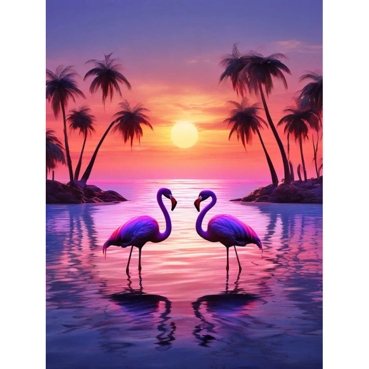 Diamond painting kit "Flamingos" 30х40 cm WD3215