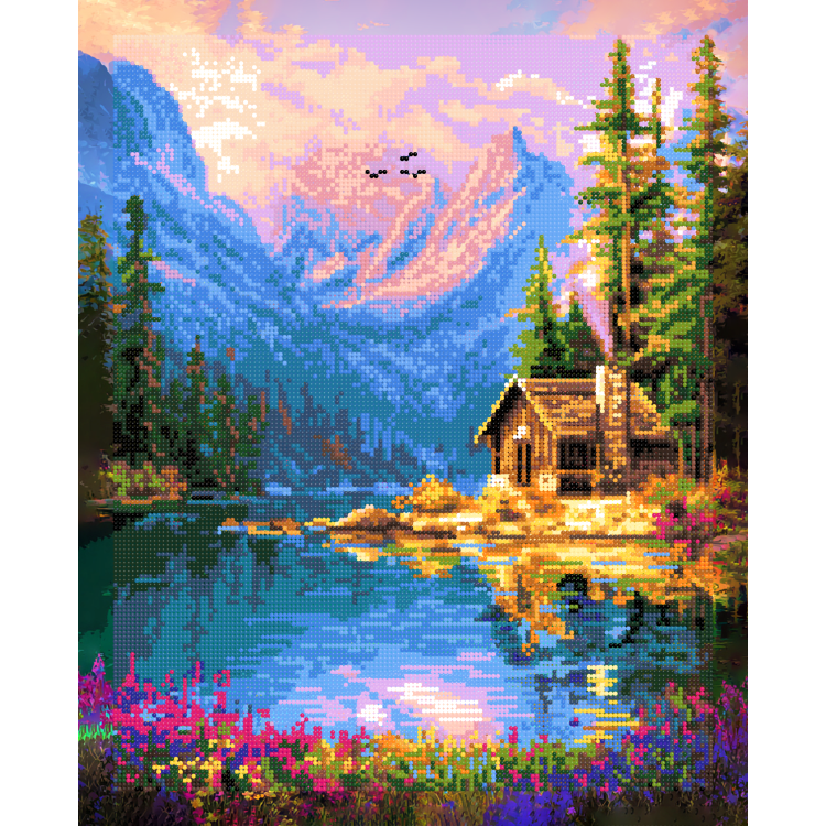 Diamond painting with subframe "House by the lake" 40x50 cm DP434