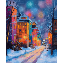 (Nutrauktas) Deimantinės tapybos rinkinys su porėmiu "Žiemos miestas" 40x50 cm DP430