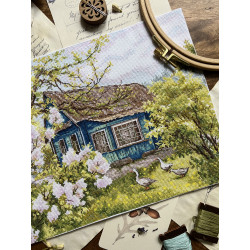Набор для вышивания крестом «Сирень у дома» 28 х 22,2 cm SANS-77
