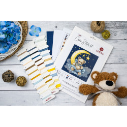 Kryželiu siuvinėjimo rinkinys. „Meškiuko visata“ 16 x 16 cm SB1436