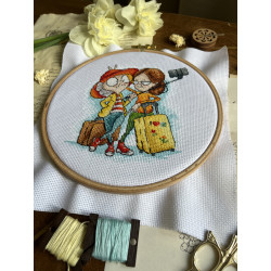 Kryželiu siuvinėjimo rinkinys "Močiutės keliautojos" 12 х 14 cm SANB-28