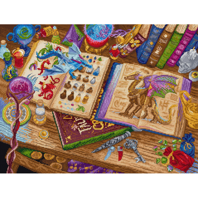 Cross stitch kit "Dragon Studies" 38x29 cm SLETIL9965