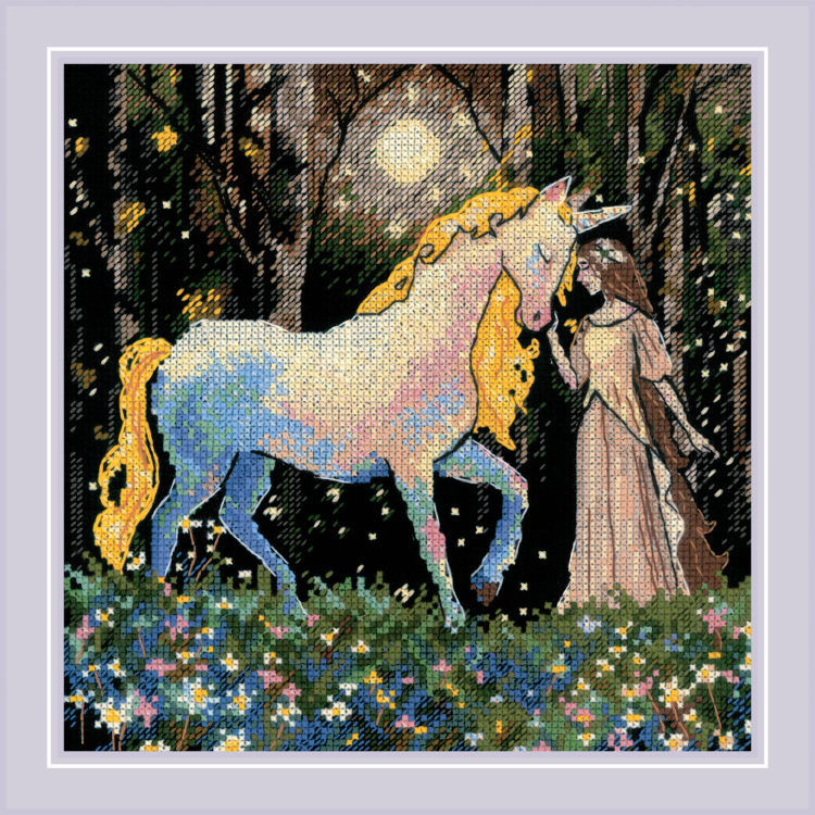 Kreuzstich-Set. "Einhornmärchen" 20x20 cm SR2307