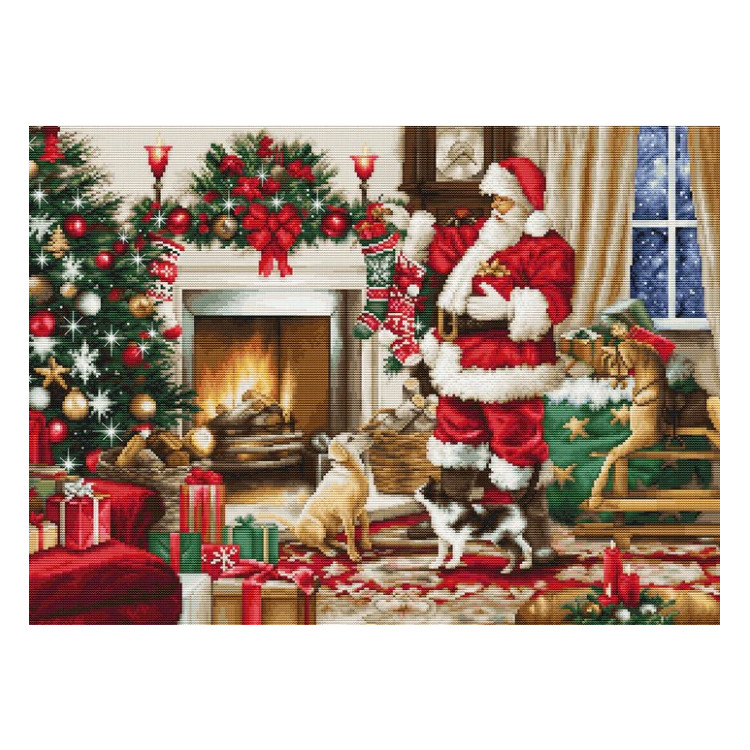 Kryželiu siuvinėjimo rinkinys Kalėdų senelio interjeras 46x33cm SBU5100