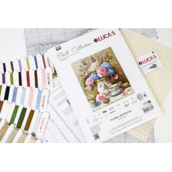 Siuvinėjimo kryželiu rinkinys. "Gėlių nostalgija" 20 x 23 cm SG725
