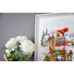 Набор для вышивания крестом "Веселый лыжник" 28.5x36.5 см S/VK087